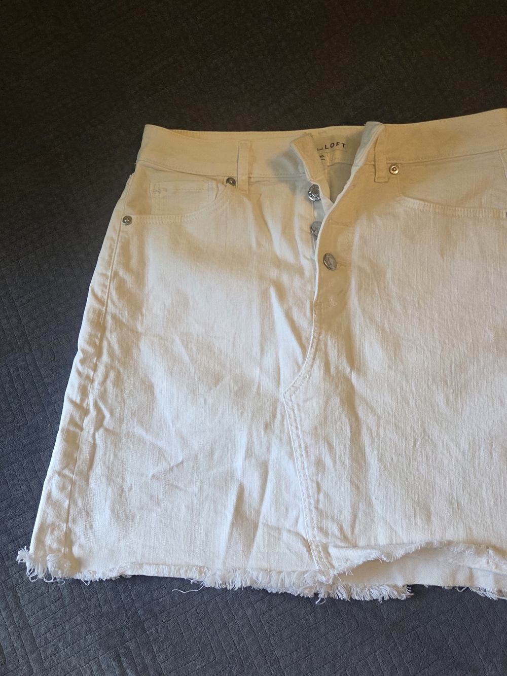 LOFT Summer Blue Jean Skirts & White And Blue Striped Half-Zip Sweater - Picture 4 of 9